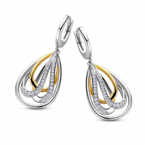  Boucles d'oreilles bicolores serties de zirconium- Naiomy - Srnit