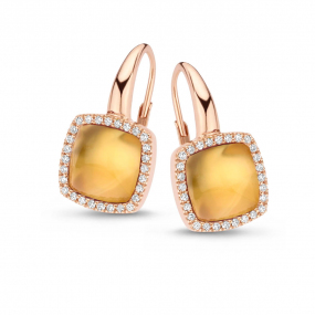 Boucles d'oreilles citrine sur nacre et diamants One More - Pantelleria 062374JN
