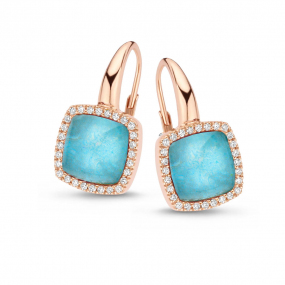 Boucles d'oreilles cristal de roche sur amazonite et diamants One More - Pantelleria 062374Y2
