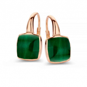 Boucles d'oreilles Cristal de Roche sur malachite - One More - Pantelleria 051404ND
