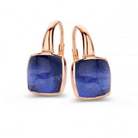 Boucles d'oreilles Cristal de Roche sur Sodalite - One More - Pantelleria 051404NS
