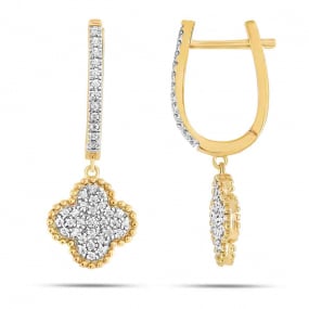 Boucles d'Oreilles Diamants Trfle pendantes 0.34 ct -Anata - BOFT03