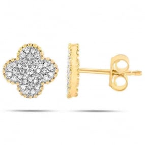 Boucles d'Oreilles Diamants Trfle pendantes 0.51 ct -tincelante - BOFT01