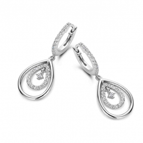 Boucles d'oreilles en argent avec coeur serties d'oxydes- Naiomy - Rha