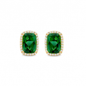 Boucles d'oreilles en argent pierre couleur Tourmaline verte - zirconium Naiomy Silver - Alisa