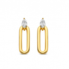 Boucles d'oreilles en argent plaqu or jaune serties d-Oxydes- Naiomy - Ivanna