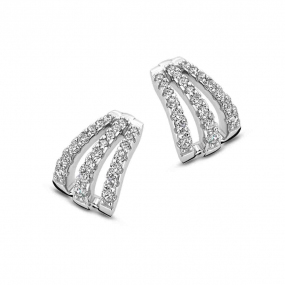 Boucles d'oreilles en argent serties de zirconium Naiomy Silver - Femme - Tahia - N2M56