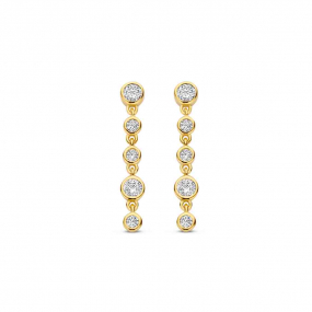 Boucles d'oreilles longues en argent plaqu or jaune avec Naiomy en CZ - Kathy