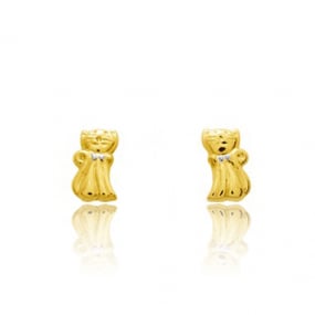 Boucles d'oreilles or Chat Or Jaune Sofia - 8307