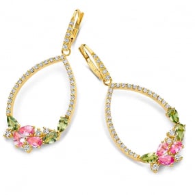 Boucles d'oreilles pendantes Saphirs  diamant Or Jaune Titaina - 067594XE