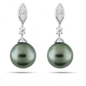 Boucles d'Oreilles Perle de Tahiti et Diamants - 9 mm-Emere- 2.6025.Q1