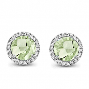 Boucles d'oreilles Prasiolite et diamants - One More - Etna 050676YA
