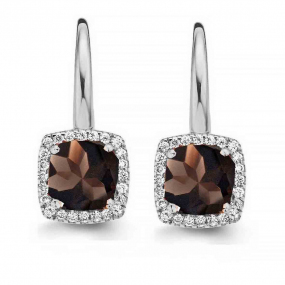 Boucles d'oreilles Quartz Fum et diamants - One More - Etna 050454VA
