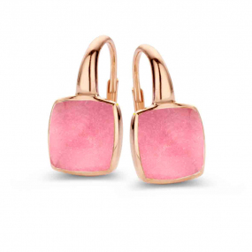 Boucles d'oreilles quartz & rhodochrosite sur nacre One More - Pantelleria 051404X1
