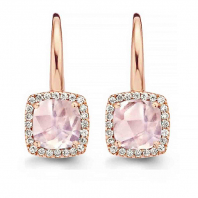 Boucles d'oreilles Quartz Rose et diamants - One More - Etna 050643XA
