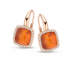 Boucles d'oreilles quartz sur agate orange et diamants One More - Pantelleria 062374H1
