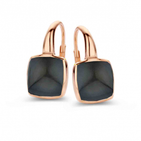 Boucles d'oreilles Quartz sur Obsidienne Arc en Ciel - One More - Pantelleria 051404L1
