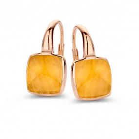 Boucles d'oreilles Quartz sur Oeil de Tigre jaune - One More - Pantelleria 051404K
