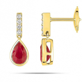 Boucles d'Oreilles Rubis Rouge forme Cœur – Bijoux discret Femme