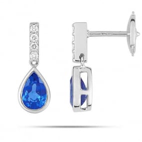 Boucles d'oreilles Saphir  diamant Or Blanc Agathe - 2.6078.S1