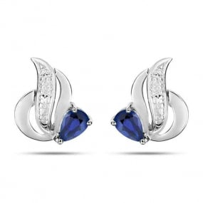 Boucles d'Oreilles Saphir   Or Blanc Aliya - GG229GS