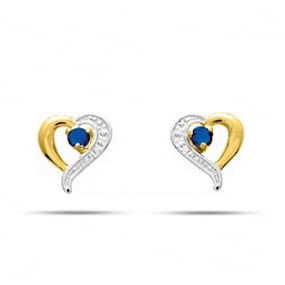 Boucle d Oreille Saphir   Or Jaune Amour - 2.077.S3