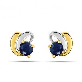 Boucles d'Oreilles Saphir   Or jaune et or blanc Anglina - GJ213BS