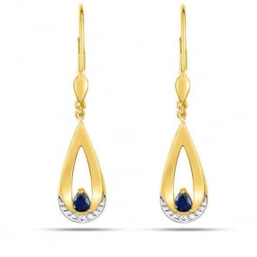 Boucles d'Oreilles Saphir   Or Jaune Kaliane - GL383BS