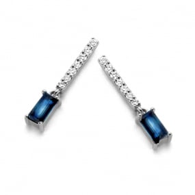 Boucles d'Oreilles Saphirs  diamant Or Blanc Floriane - 063804SA