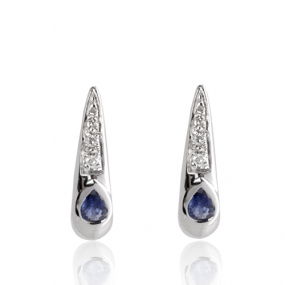 boucles d'oreilles saphirs  diamant Or Blanc Ocana - BO01421SA