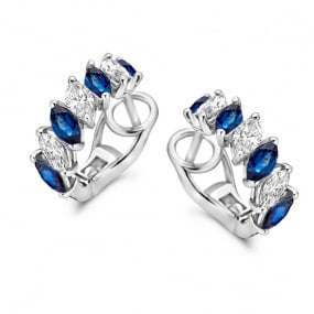 Boucles d'Oreilles Saphirs et Diamants   Or Blanc Monica - 066971SA