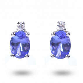 boucle d oreille tanzanite  diamant Or Blanc  - OA0043T-FR