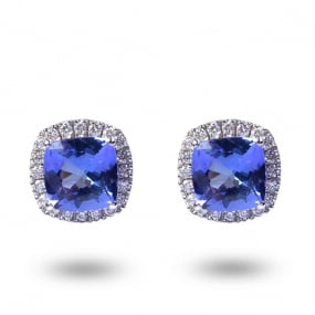 boucle d oreille tanzanite  diamant Or Blanc  - OB0140T-FR