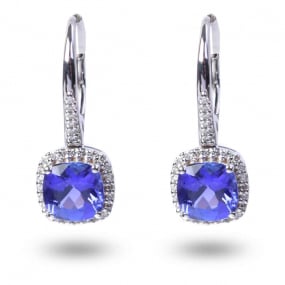 Boucles D'oreilles Tanzanite  diamant Or Blanc  - OBAN40T-FR