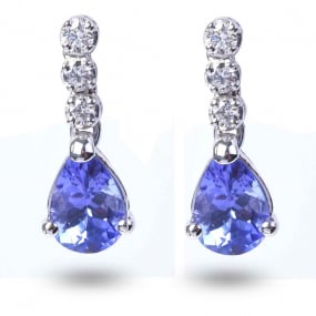 Boucles D'oreilles Tanzanite  diamant Or Blanc  - OBG012T-FR 