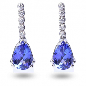 Boucles D'oreilles Tanzanite  diamant Or Blanc  - OBG027T-FR 