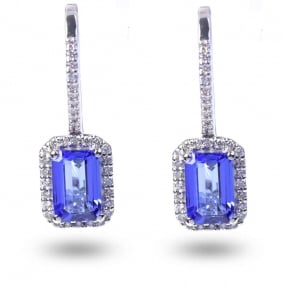 Boucles D'oreilles Tanzanite  diamant Or Blanc  - OBOT36T-FR