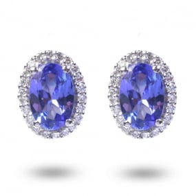 Boucles D'oreilles Tanzanite  diamant Or Blanc  - OBOV37STT-TT