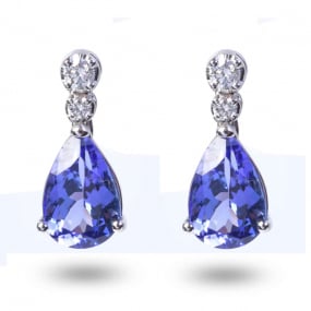 Boucles D'oreilles Tanzanite  diamant Or Jaune  - OBG016T-FR 