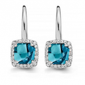 Boucles d'oreilles Topaze London Blue et diamants - One More - Etna 050454TA
