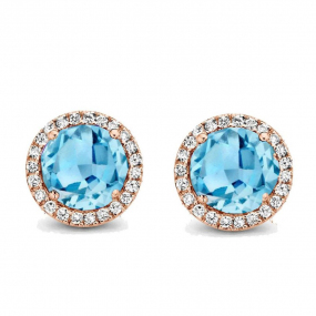 Boucles d'oreilles Topaze London blue et diamants - One More - Etna 050514AT
