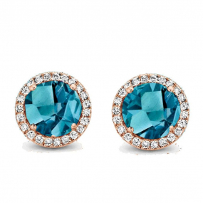 Boucles d'oreilles Topaze London blue et diamants - One More - Etna 050514TA
