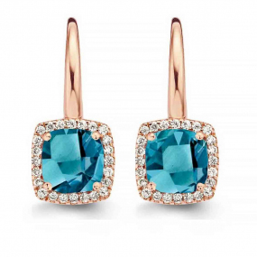 Boucles d'oreilles Topaze London Blue et diamants - One More - Etna 050643TA
