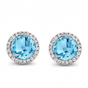 Boucles d'oreilles Topaze London blue et diamants - One More - Etna 050676AT
