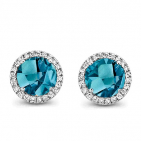 Boucles d'oreilles Topaze London blue et diamants - One More - Etna 050676TA
