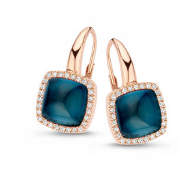 Boucles d'oreilles topaze london blue sur nacre et diamants One More - Pantelleria 0623741N
