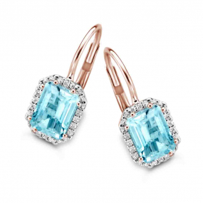 Boucles d'Oreilles Topaze Sky Blue Diamants Topaze bleue Sky blue Or Rose Hlose - 063307TA

