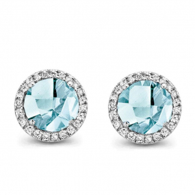 Boucles d'oreilles Topaze Sky Blue et diamants - One More - Etna 050676TT
