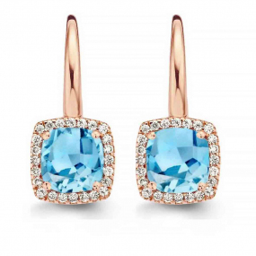 Boucles d'oreilles Topaze Swiss Blue et diamants - One More - Etna 050643AT
