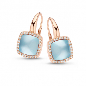 Boucles d'oreilles topaze Swiss Blue sur nacre et diamants One More - Pantelleria 0623742N
